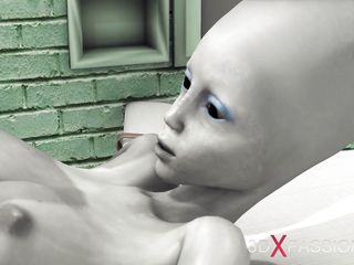 3dxpassion-transgender: Female alien in a prison gets fucked hard by a...
