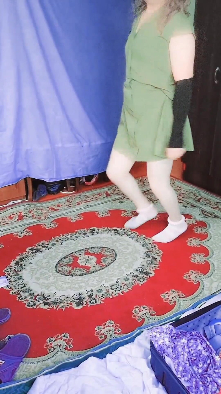 Kitty_Cross: Zelené Sexy Mini Domácí šaty Shemale Velký Zadek Sissy Velký Zadek...