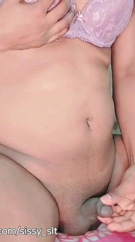 Caged Sissy Shemale Fuck with Dildo and Get Anal Orgasm