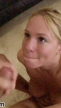 Hot blonde teen Grace Wood POV facial blowjob and ball licking