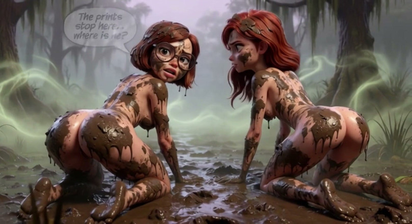 My night collection: Two Stunning Women Lose Their Clothes in a Dark Swamp...
