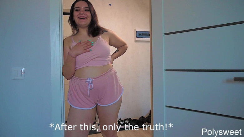 Polly Sweet: Cuckold bad flickan att suga kuriren, men ångrade det sedan