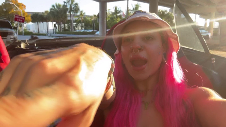 Nali Marie: Town Slut Flashes Perky Boobs in Convertible on the Highway