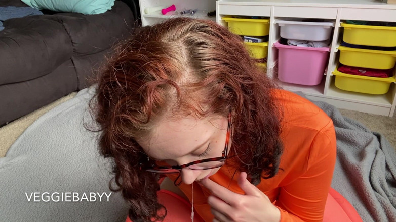 Veggiebabyy: Subby Velma Sloppy BJ and Dildo Riding