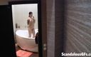 Scandalous GFs: My lewd GF enjoying a freshening shower in the bathtub