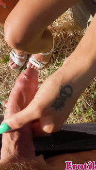 Tanned German Brunette Fucks Outdoors