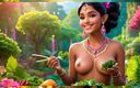 AI Girls: Hermosa chica elf india desnuda de grandes pechos con Kale