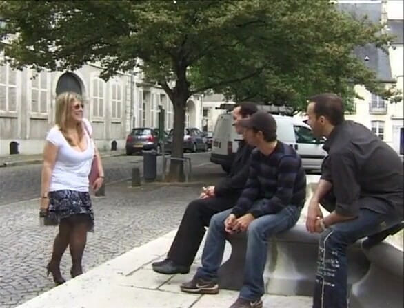 European Classics: Older whore in a blowbang on the stairs