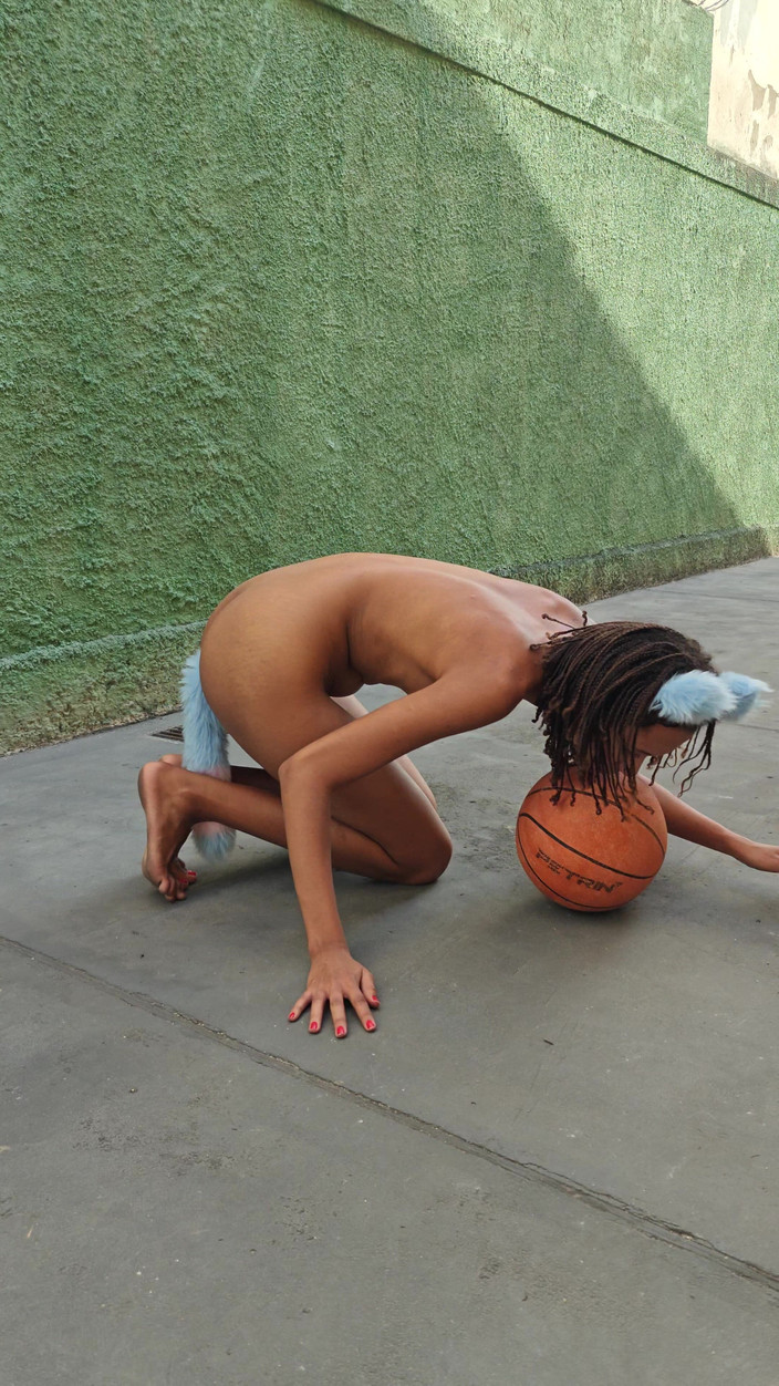 Lily Slav: Submissive Playing Like a Pet in the Yard