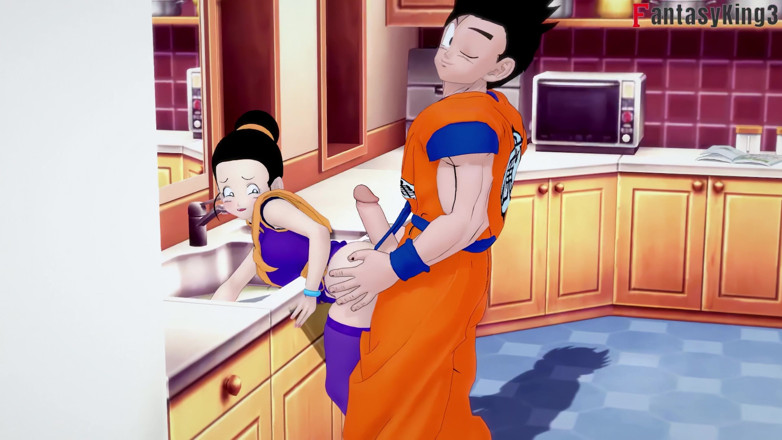 Fantasy king: Chichi uvízne v umyvadle a Gohan ji šuká - Série Dragonball Zex