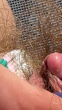 Amateur Hairy Girl Mastubates in Closeup with Huge Clit