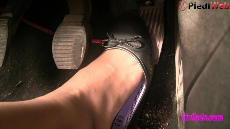 Nyllady: Nyllady's Revving in Black Ballet Flats and Nude Sheer Pantyhose