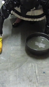 Worthless Sissy Scrubbing Filthy Floor