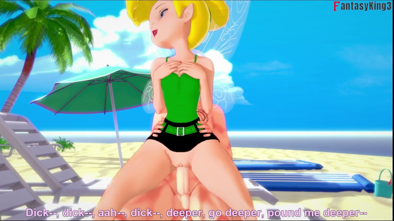 Fantasy king: Tinkerbell deepthroat di pantai