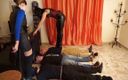 Lady Mesmeratrix Official: Femdom latex chick loves to walk on slaves body