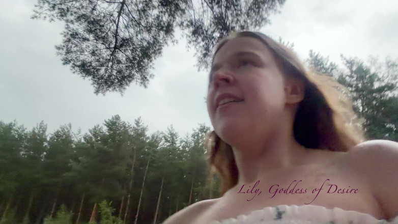 Lily, Goddess of Desire: Teen Shows Tits and Asshole During a Storm in the...