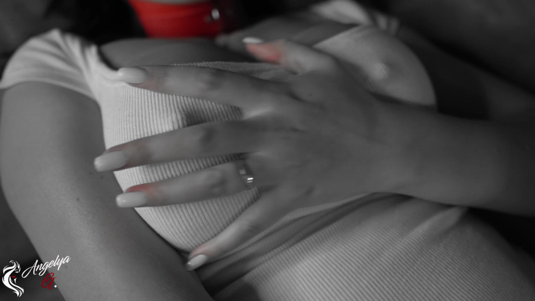 AnGelya G: Hot! Solo masturbation from a girl with big tits, dildo...