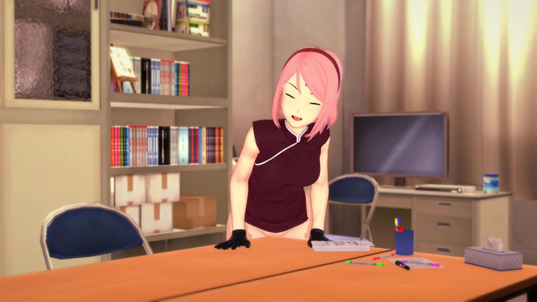 H3DC: 3d hentai Sakura se masturba en el borde de la...