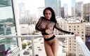 Crystal Rush: Incredible Crystal Rush outdoor fingering pussy and orgasm on balcony
