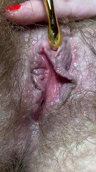 New Toy Testing Big Clit Orgasm Hairy Pussy