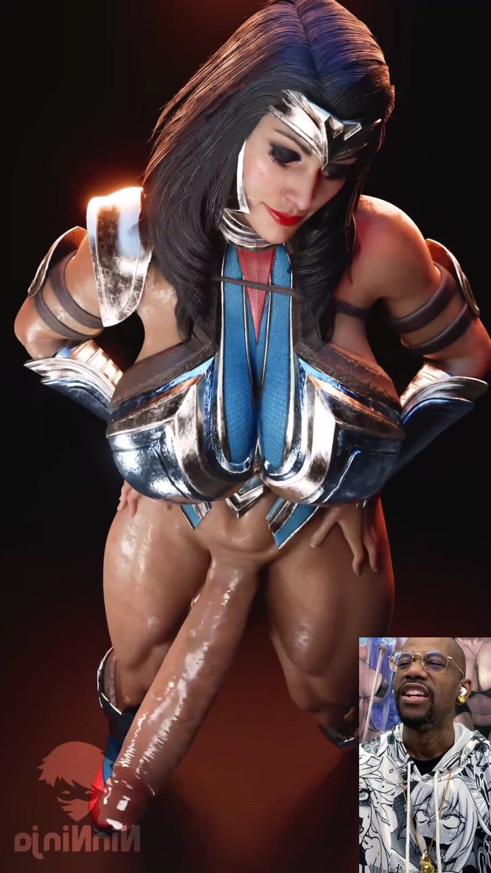 L6RD7BLU3 FUTA: Transgender wonder woman winkt mit ihrem leckeren feuchten schwanz vor...