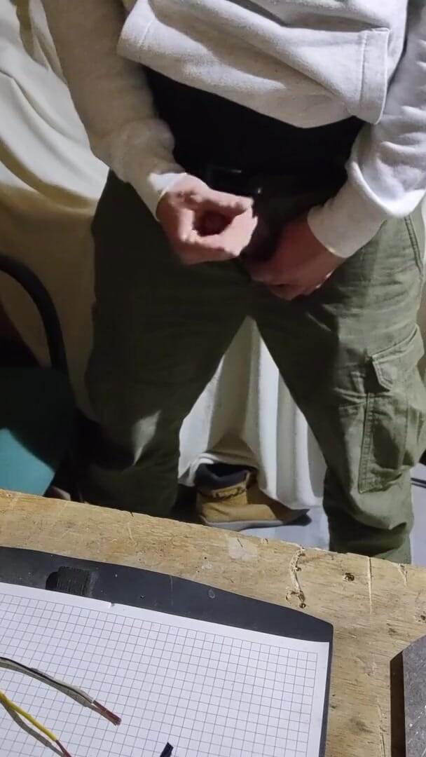 Incredible Dick: Jerking in the workshop until cum