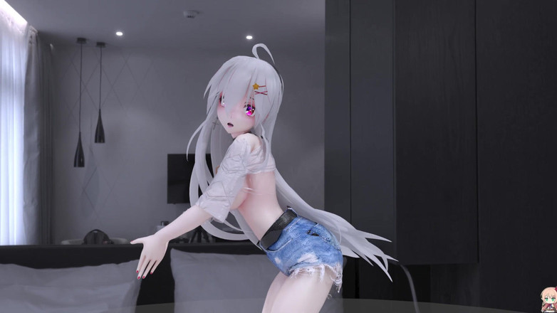 MikuMotion: No.9 크롭 쇼츠; 폭유 밀프 섹시한 문신