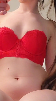 Teenage Girl Showing a Lingerie and Playing with Small Pussy