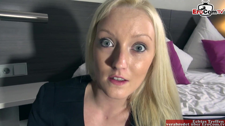 EroCom: Blonde in black pantyhose gets all her holes fucked