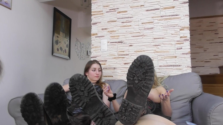 Dirty male dom, femdom, spanking and pegging vids: Two Mistresses Share Kisses While Their Slaves Take Care of...