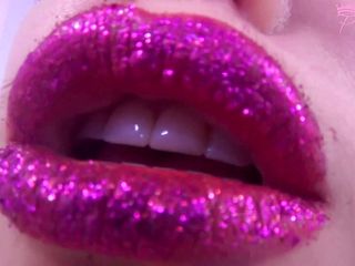 Goddess Misha Goldy: Glittery purple lipstick tease