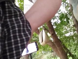Sweet July: Jerking off my cock under the trees after work 3