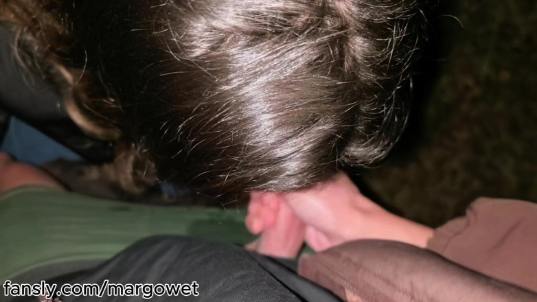 Margo Wet: Park Blowjob &amp; Deepthroat with Cum in Mouth - She Washed My...