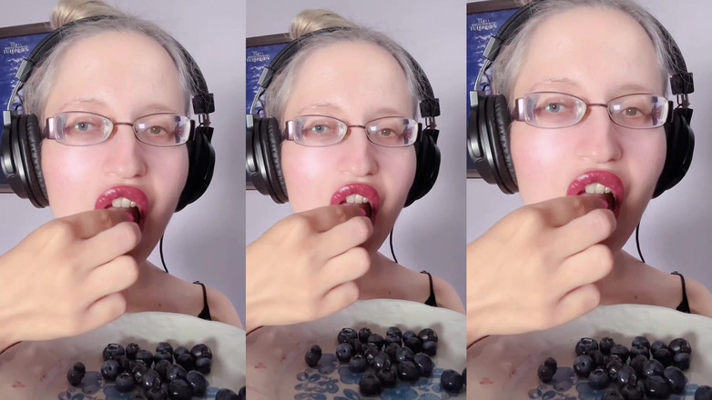 FinDom Goaldigger: Asmr blauwe bessen eten - Asmr, bril, reuzes