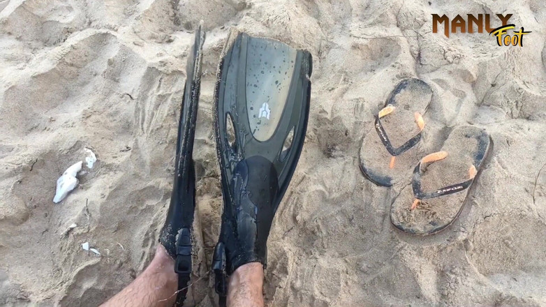 Manlyfoot: Cum Palmes &amp;Flippers - Plage nudiste - Série de chaussettes pour pieds de...