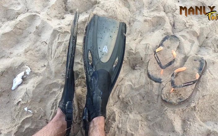 Manly foot: Cum Fins &amp;amp; Flippers - Nudist Beach - Cum Feet Socks Series - Manlyfoot -...