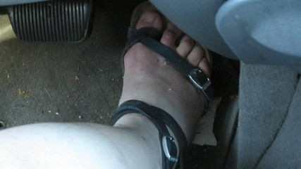 BBW nurse Vicki adventures with friends: Pedal Pushing Nurse Vicki works her car pedals in sandals