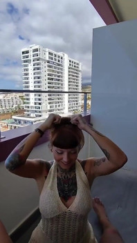 Risky Blowjob on Balcony in Tenerife