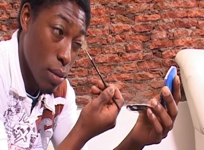 Bareback TV: Black guy in white lingerie
