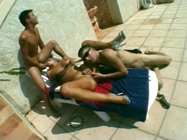 European Classics: Milf bitch fucked by three cocks outside