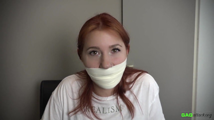 Gag Attack: Red Foxy - Microfoam tape gagged