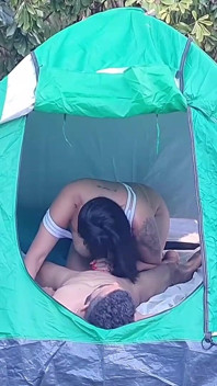 Wife Fucking Lover Inside Tent at Camping