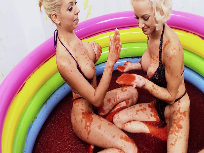 DARVASEX: Pool Pussies Scene 3 Two Slim Blonde Lesbians in Bikinis Cum...
