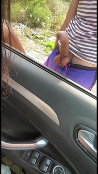 Handjob and blowjob to stranger from the car and he cums in my mouth