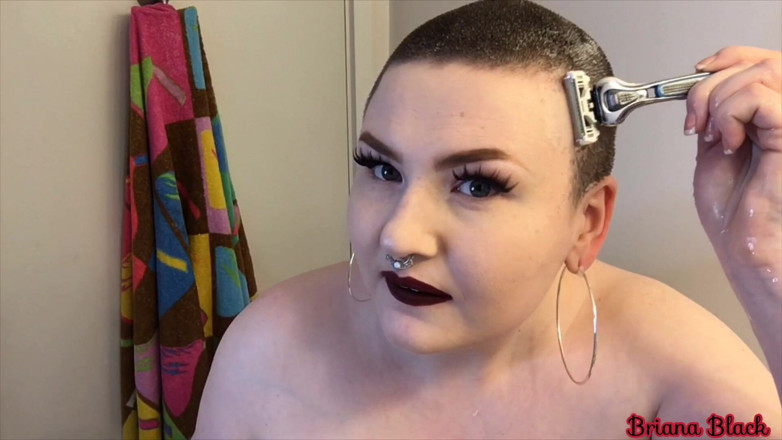 Briana Black: Smooth head shaving custom