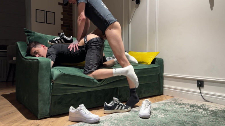 1JackDaniel: Sniffs Boyfriend's Dirty Socks After Work and Gets Cum Inside