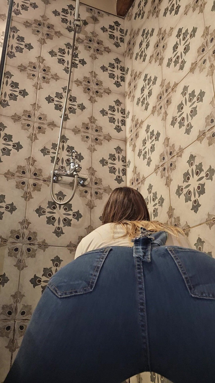 Keila Bassi: Wet Denim Fetish Getting Soaked in the Shower with My...