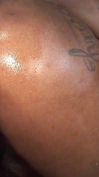 An oiled ebony babe fucked from BBC and creampied