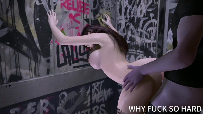 Why fuck so hard: 3D巨乳アジア人熟女とセクシーなストッキングとハイヒールがとても激しく犯されました