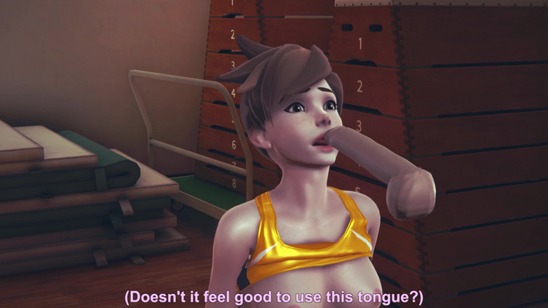 Waifu club 3D: Tracer licks cock and gets facial